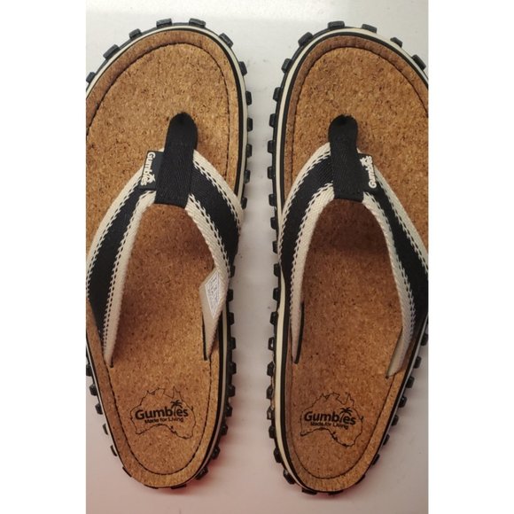 GUMBLES  Beach Hike Cork Flip-Flops Black - Picture 6 of 8